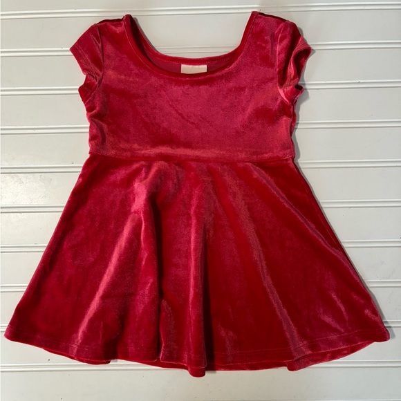 Other - Girls 2T & 3T Velvety Slip On Dresses Short Sleeved New Bright Hot Pink